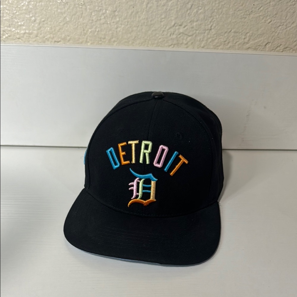 Black Detroit Cap with Colorful Embroidery